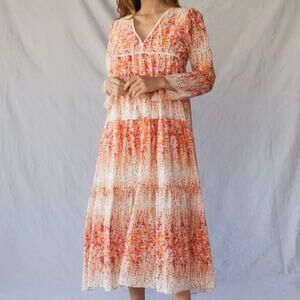 NWT Christy dawn Paloma dress in sunset gladiola- orange pink floral midi dress